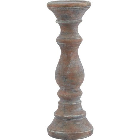 Siena Column Candle Holder - Ceramic - L11 x W11 x H30 cm - Brown