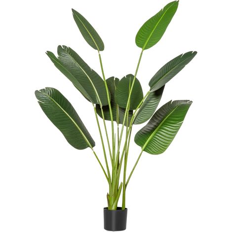 Albero Artificiale di Banano 160 cm con Vaso e 10 Foglie Realistiche Verde (1/5)