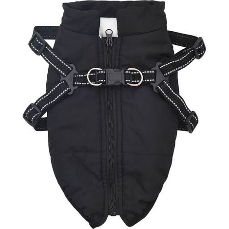Veste noire à motif chien, taille L32, polaire et polyester. (1/4)