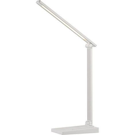 LED-Schreibtischlampe, 5 Farbmodi, 10 Helligkeitsstufen, augenschonende Schreibtischlampe, Touch-Steuerung, USB-C-Stromversorgung, Nachttischlampe mit Timer-Funktion - Weiß (1/4)