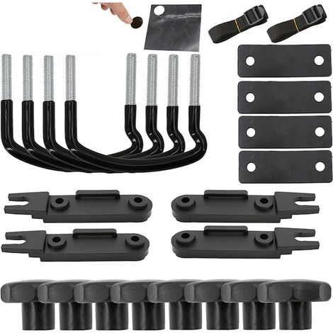 Kit de fixation pour coffre de toit de voiture, boulons en U en acier inoxydable et plaques plastique, 85 mm, lot de 4 (1/5)