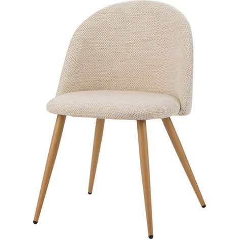 Chaise design naturelle avec pieds bois et assise tissu beige - Beige naturel et bois clair (1/5)