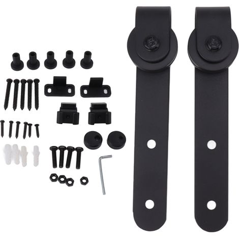 Kit de glissière en acier au carbone pour porte coulissante de grange, rail de suspension pour armoires (1/5)