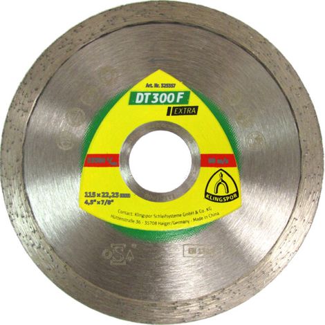 DT 300 F Disques à tronç. Diamanté Klingspor 115 x 1,6 x 22,23 mm 1,6 x 7 mm, Jante continue