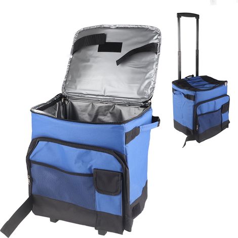 35-Liter-Kühltasche mit Rollen aus Oxford-Gewebe und Aluminiumfolie, wasserdicht und auslaufsicher, tragbare Isoliertasche (1/4)
