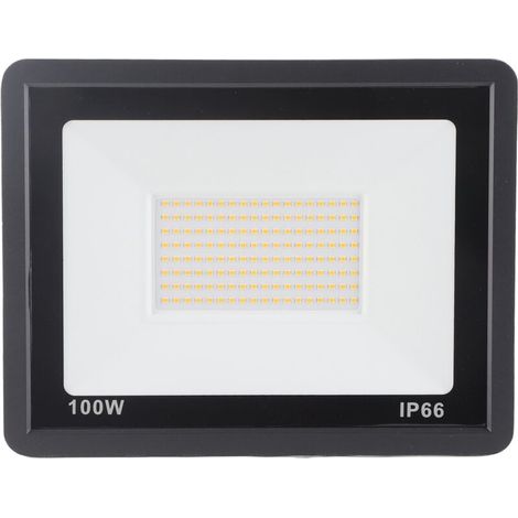 Projecteur LED 100W 3000K Blanc Chaud IP65 Étanche pour Extérieur avec Couverture en Verre Trempé pour Cour - KZQ