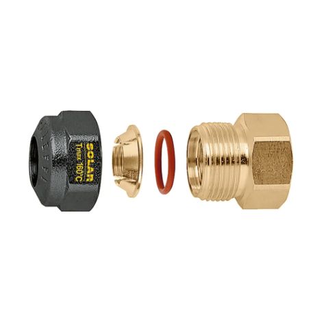 Mechanisches Innengewinde mit O-Ring-Dichtung für Solaranlagen. Rohrdurchmesser Ø18 Caleffi 254058  Ø 18