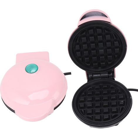 Mini gaufrier antiadhésif double face rond multifonctionnel pour petits-déjeuners, toasts et sandwichs, prise ronde BRA 110 V rose