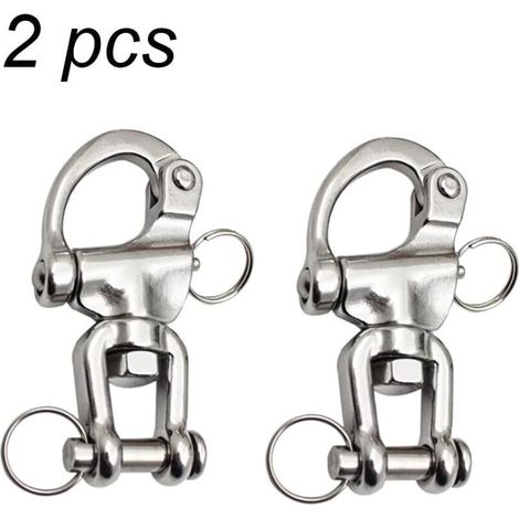 Mousqueton pivotant en acier inoxydable 316 – Charge maximale adaptée pour cordage de spi – Goupille à dégagement rapide – Dimensions 70 mm