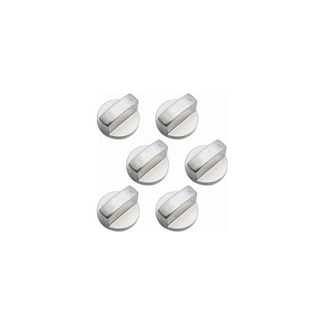 Lot de 6 boutons de commande métalliques universels de 6 mm adaptés aux cuisinières à gaz, fours et plaques de cuisson (1/5)