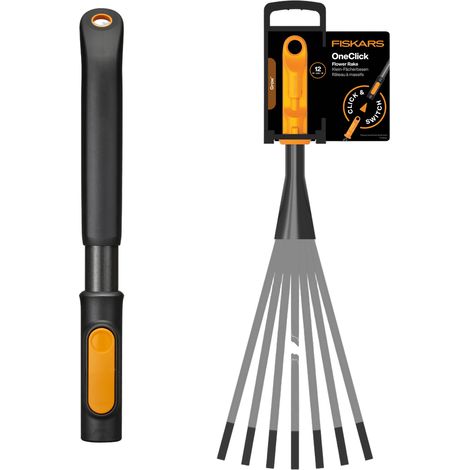 FISKARS ONECLICK rastrello per fiori stretto con manico corto da 29 cm