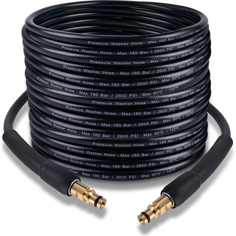 Tuyau de 15 m compatible avec les accessoires de tuyau de nettoyeur haute pression Kärcher K2 K3 K4 K5 K7, adapté à la poignée pistolet à connexion rapide