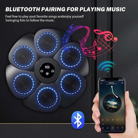 Machine de Boxe Musicale, Machine de Boxe Musicale Bluetooth, 9 Modes de Vitesse Music Boxing Machine avec Gants de Boxe, Machine de Boxe Murale, Jeu de Boxe Familial et pour Enfants