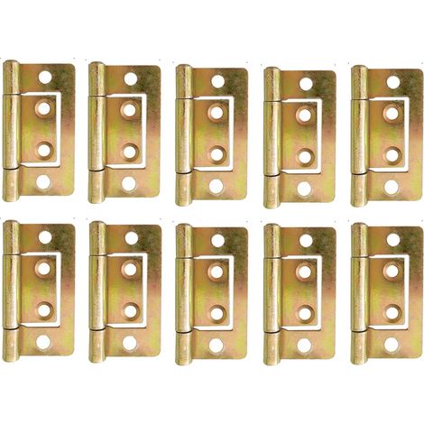 (Laiton - Chine continentale) Lot de 10 charnières en métal vintage 38 x 21 mm pour portes, meubles et autres objets de quincaillerie. Outil idéal pour la fabrication de boîtes à bijoux ou en bois. (1/5)