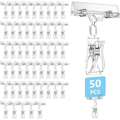 50pcs support de plaque de prix support de bouclier clip, clip d'affichage support de plaque pivotante en plastique, support de plaque de prix, support de plaque de prix support de panneau rotatif (1/5)