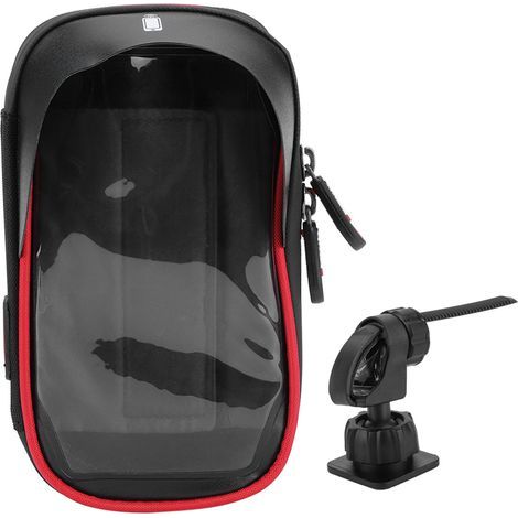 Support téléphone universel étanche pour guidon vélo, sac de cadre avant noir et rouge, coque souple 6 pouces, accessoire cyclisme (1/5)