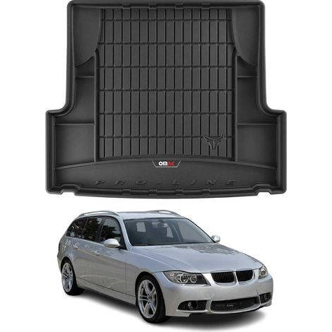 Tapis de Coffre 3D TPE Premium pour BMW Série 3 E91 Touring 2004 à 2011, Bac de Protection de Coffre Intérieur antidérapant, Revêtement de Coffre Bords Hauts pour Voiture Noir