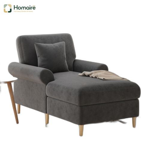 Canapé en velours gris avec accoudoirs 133 x 87 x 90 cm HOMAIRE (1/5)