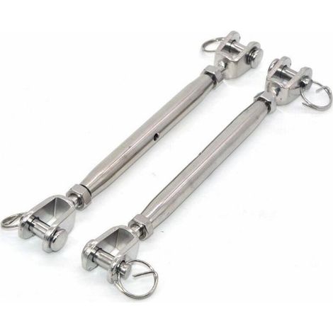 Lot de 2 tendeurs à mâchoires M6 en acier inoxydable 304 avec fermoir magnétique,tendeur de câble en acier inoxydable, tendeur fil avec embouts soudés et fermés,Vis de fermeture en inox Tendeur de boul (1/5)