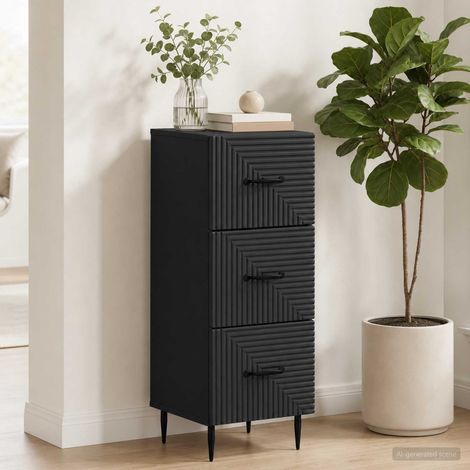 vidaXL Armoire à tiroirs Noir 33 x 34,5 x 89,5 cm Bois d'ingénierie (1/5)
