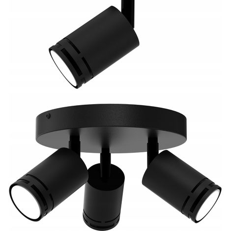 Schwarze Deckenleuchte, beweglich, LED-GU10-Spot, verstellbarer Strahler (1/5)