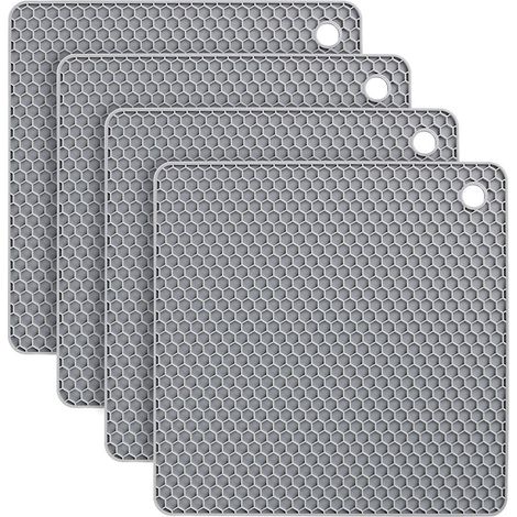 Dessous de Plat Silicone, 4PCS Anti-dérapant Anti-Chaleur 250 °C Multifonction Repose-cuillère Dessous de Verre de Cuisine Tapis de Table pour Cuisine et Salle à Manger (1/5)