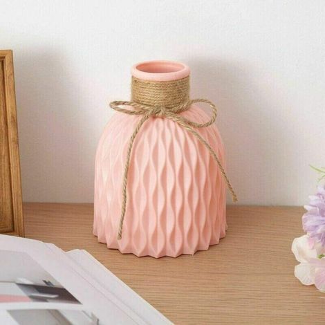 Vase Nordique pour Fleurs Séchées en Céramique Imitation, Récipient Floral Incassable avec Nœud Papillon, Décoration Intérieure pour Maison Bureau Restaurant - Rose (1/4)