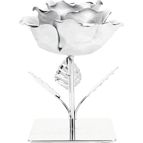 Bougeoir en céramique rétro en forme de rose, porte-bougie décoratif pour table, présentoir à bougies chauffe-plat argenté, idéal pour la maison, les mariages et les fêtes. (1/5)