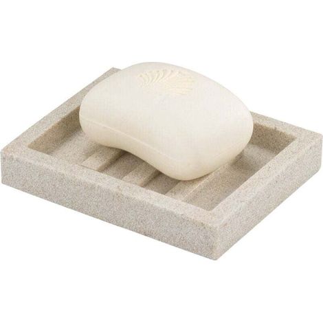 Seifenschale Vico – Sandoptik, Polyresin, 12,3 x 2 x 10 cm, beige (1/3)