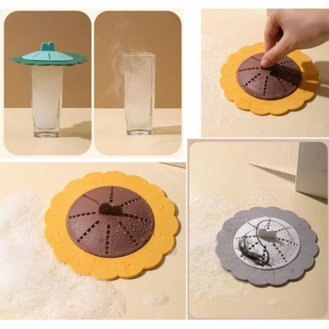 Couvercle de vidange,bouchons d'évier universels en silicone,Tamis d'évacuation de baignoire,Couvercle de Drain de Sol avec (1/4)