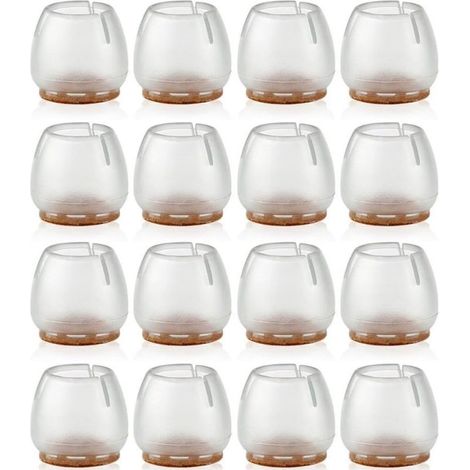 16 embouts de chaise en silicone de 17 à 21 mm, protections pour pieds de meubles, protège-tables et protège-sols pour pieds ronds. (1/5)