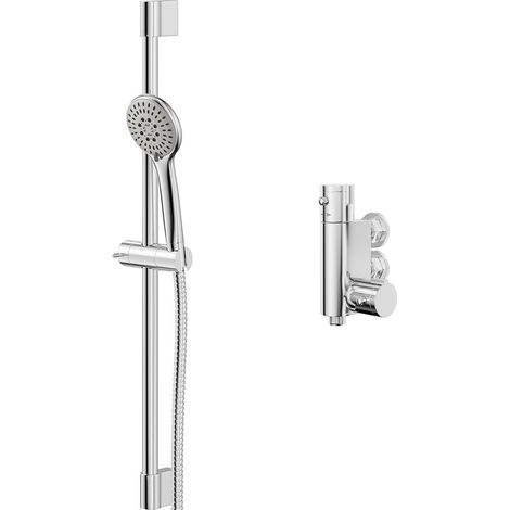 Wholesale Domestic Compact Polished Chrome Vertical Thermostatic Bar Valve with Avon Shower Slide Rail Kit (1/5)