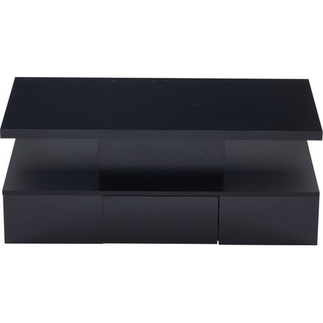 Tavolino da salotto nero con LED 16 colori, 1 cassetto e ripiano aperto (1/5)