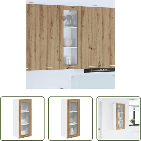 Rangement cuisine - Armoire suspendue avec porte Chêne artisanal 40 x 31 x 100 cm (1/5)