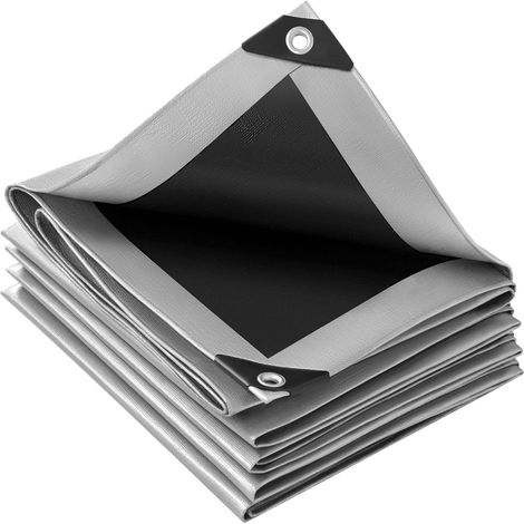 1 Bâche 3x4m Œillets, Imperméable PE 280g/m², Renforcée Gris Noir, Protection Bois Extérieur (1/4)