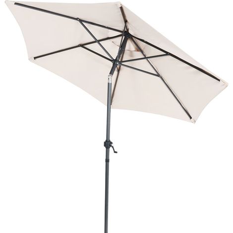 Sonnenschirm rund mit Kurbel 200 cm - ecru - Sonnenschutz Schirm mit Knickgelenk - Gartenschirm Marktschirm Terrassenschirm Balkonschirm Tischschirm verstellbar