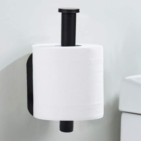 Porte Papier Toilette - Non spécifié - Noir Mat - Acier Inoxydable 304 - Auto-Adhésif - 12 cm de Longueur (1/4)