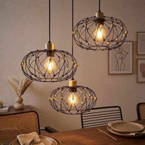 LED Hängeleuchte Pendelleuchte Esszimmerleuchte Schwarz Metall D 54,9 cm (1/5)