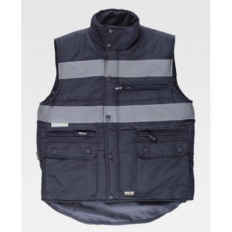 Chaleco acolchado de cuello alto con cintas reflectantes WORKTEAM S3207 XXL Azul marino