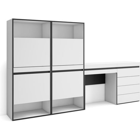 Skraut Home - Meuble à Chaussures, Meuble Rangement Chaussures, 247x145x35 cm, Chambre à coucher, pièce, Commode, Buffet, Coiffeuse, Style moderne, Blanc (1/5)
