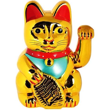 Chat porte bonheur en PVC doré (1/5)