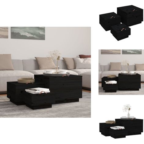 Aufbewahrungsboxen mit Deckeln 3 Stk. Schwarz Massivholz Kiefer - Holz Aufbewahrung - Kiefernholzkisten - Stauraum Organizer - Wohnzimmer Deko - Möbel Schwarz (1/5)