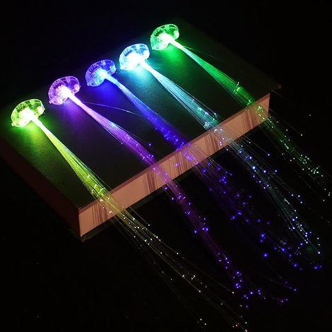 Barrette à fibre optique LED pour cheveux, lot de 5 pinces lumineuses clignotantes, extensions capillaires scintillantes pour fêtes, Noël et Nouvel An, couleur aléatoire (1/5)