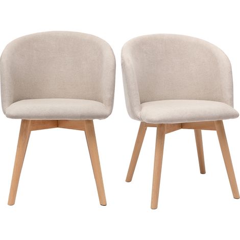 Sedie scandinave in tessuto effetto velluto beige e legno massello di faggio (set di 2) VANITY (1/4)