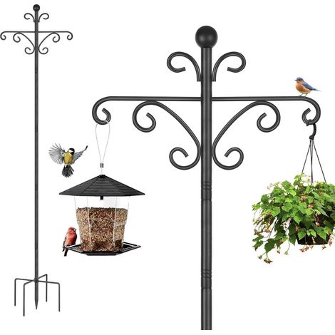Station de suspension support pour mangeoire à oiseaux, 196 cm, noir, 1 lot (1/5)