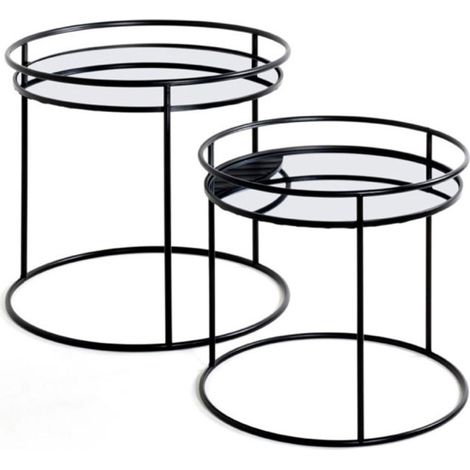 Lot de 2 Tables d'Appoint "Mirana" 52cm Noir (1/2)