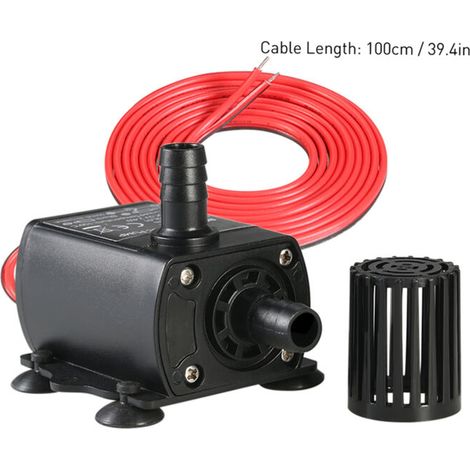 Mini pompe à eau (280 L/H, 5 W), pompe d'aquarium ultra silencieuse , avec câble d'alimentation de 1 m, 35dB, fontaine, statues, hydroponique (1/5)