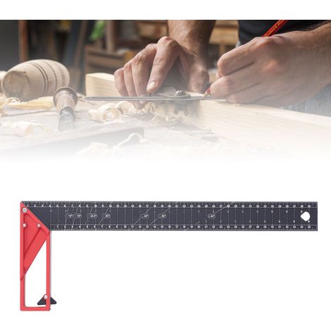 Rechtwinkliger Lineal für die Holzbearbeitung, Mehrwinkel-Markierungslineal 45°, 30°, 90°, hochpräzises Universallineal aus 3 mm dicker Aluminiumlegierung, 40 cm lang. (1/5)