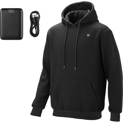 Sweat à capuche chauffant unisexe, veste chauffante homme femme avec batterie externe rechargeable 7,4V 16000mAh, 5 zones de chauffe, 3 niveaux de température, chaleur 4-8 h, hiver camping extérieur,  (1/5)
