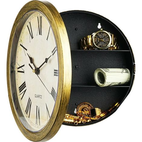 Horloge Mural Sécurisée 10 Pouces, Coffre-Fort Caché avec Compartiments Secrets, Horloge Discrète Dissimulée pour Maison Bureau Hôtel (1/3)